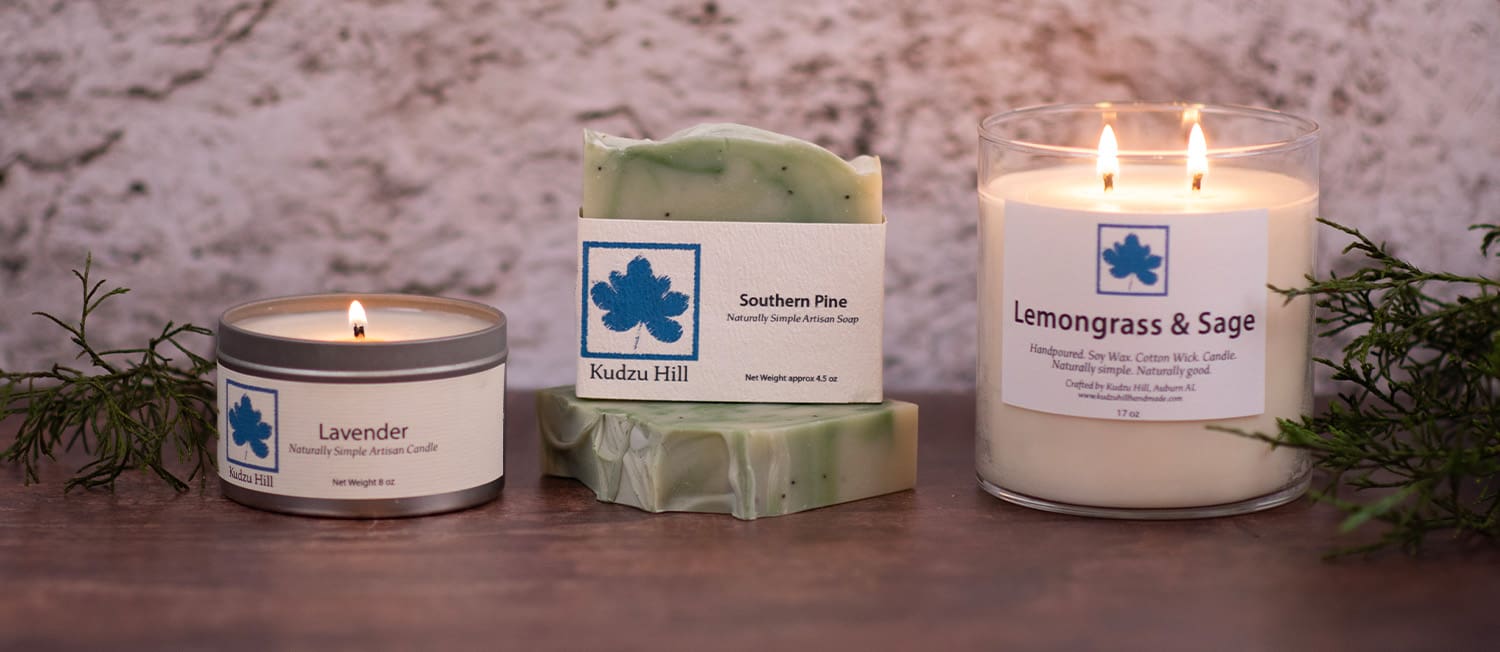 Kudzu Hill Handmades quality candles, bar soaps, and beard care products.